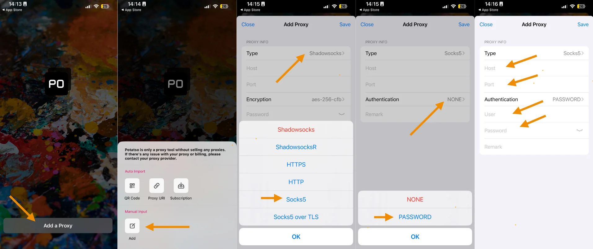 Интерфейс Potatso